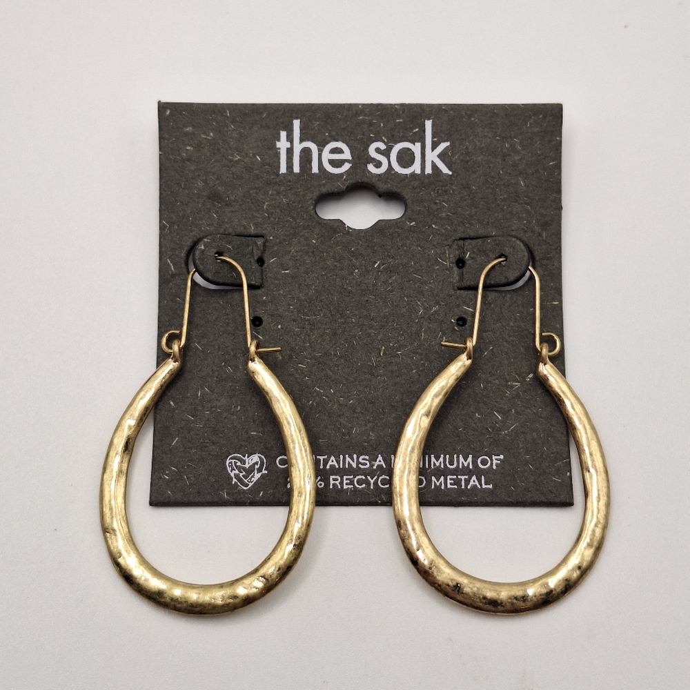The Sak Gold Hoop Earrings | Large Teardrop Hoop Dangle Earrings | NWT